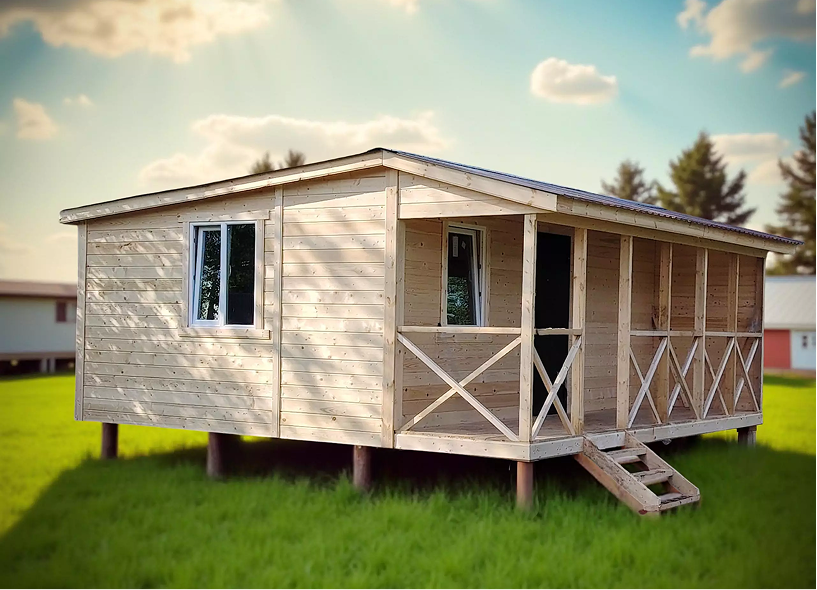 Каркасный садовый домик 6×6 м с террасой 2×6